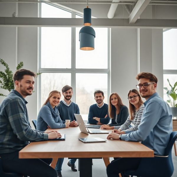 Das Coursecompass-Team in einem hellen Büro in Dresden
